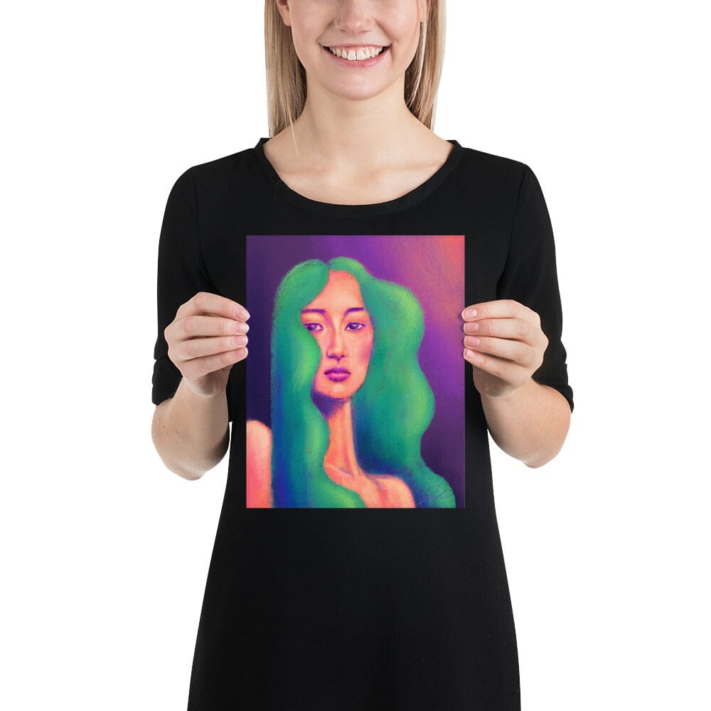 "Girl with the Teal Hair" Painting [Unfoiled] Posters, Prints, & Visual Artwork JoyousJoyfulJoyness 
