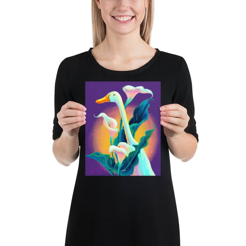 "Calla Runner" Painting | Runner Duck Among Calla Lilies [Unfoiled] Posters, Prints, & Visual Artwork JoyousJoyfulJoyness 