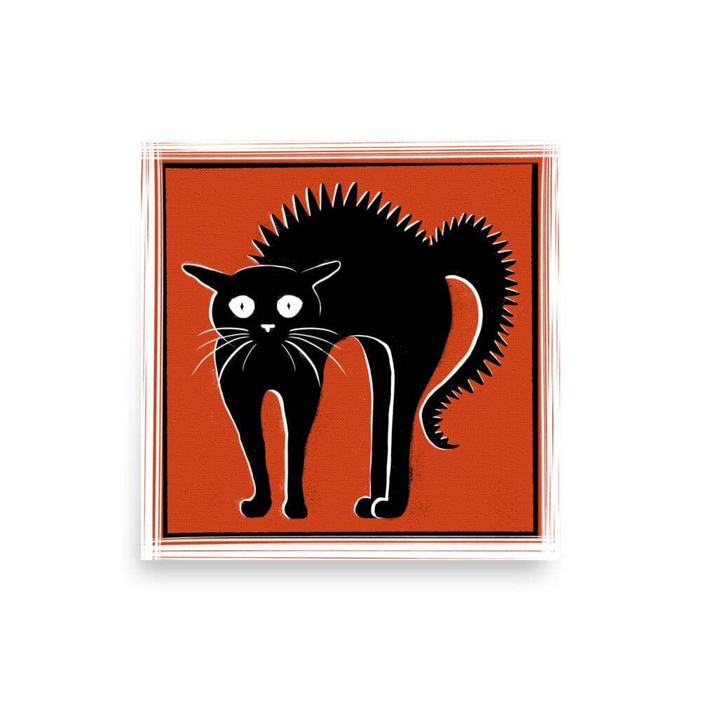 "Scaredy Cat" Painting | Cute Scared Black Cat [Unfoiled] Posters, Prints, & Visual Artwork JoyousJoyfulJoyness 