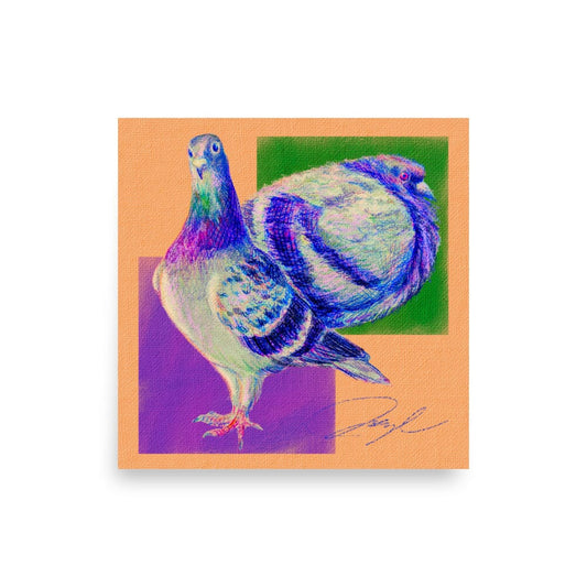 "Two Pigeons" Painting [Unfoiled] Posters, Prints, & Visual Artwork JoyousJoyfulJoyness 