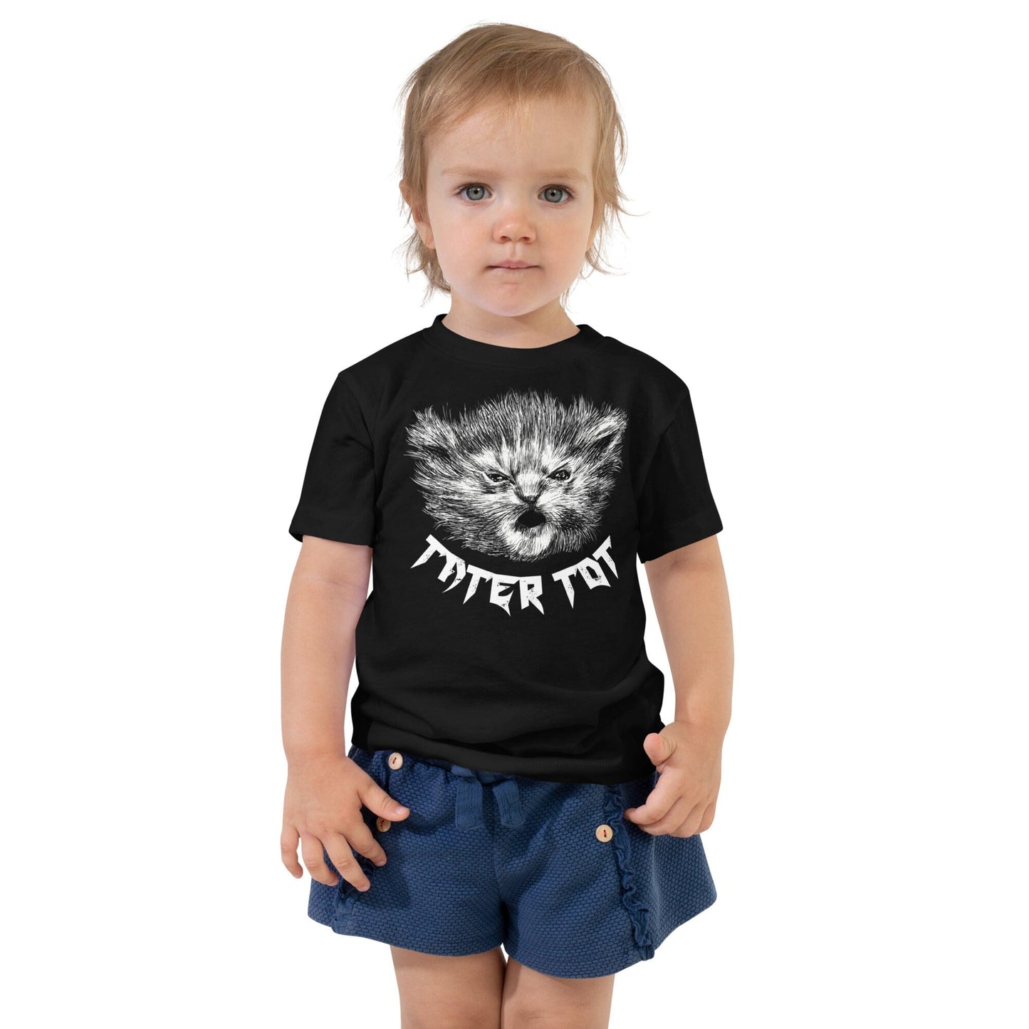 BLACK Metal Tater Tot TODDLER T-Shirt [Unfoiled] (All net proceeds go to Kitty CrusAIDe) JoyousJoyfulJoyness 2T 