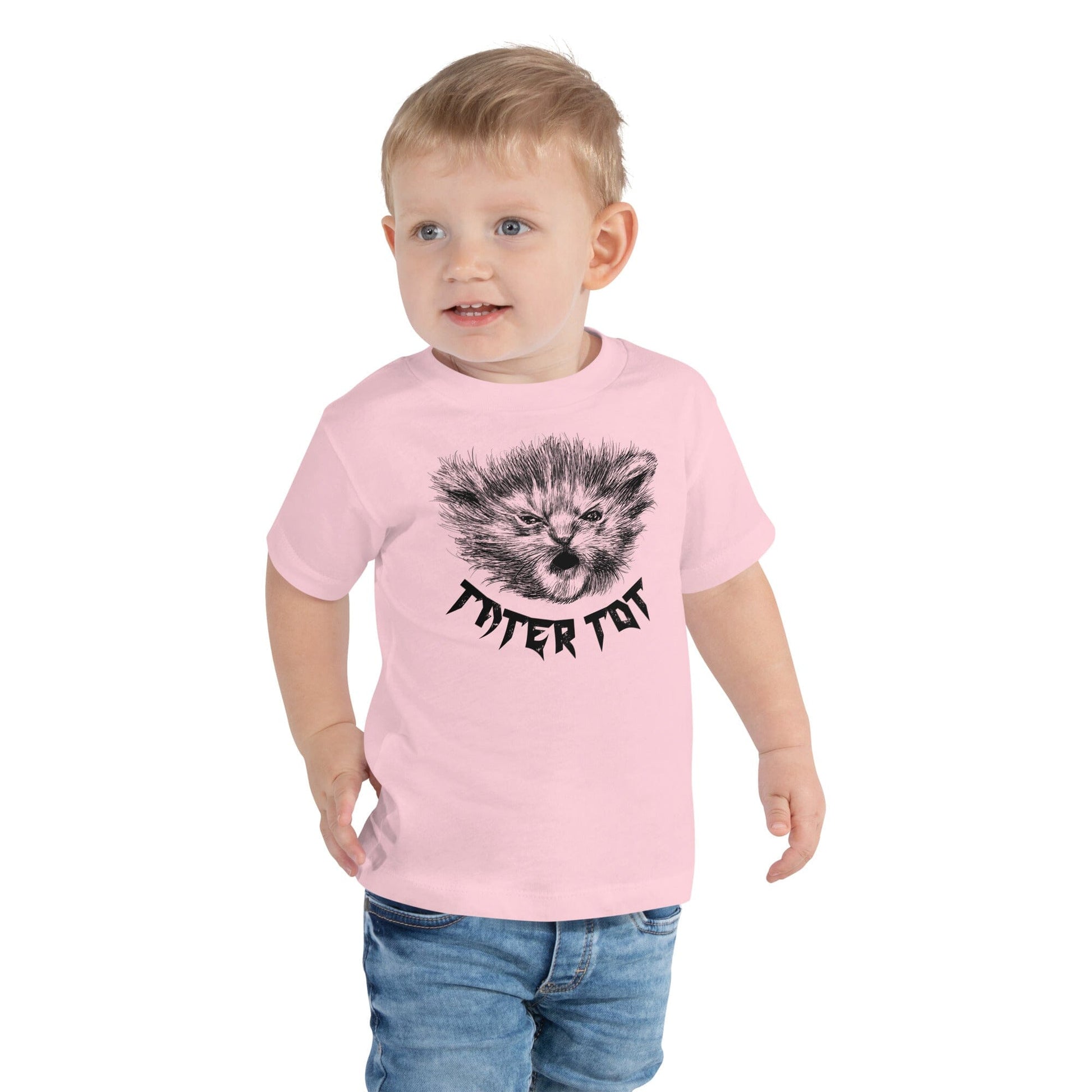 Metal Tater Tot TODDLER T-Shirt [Unfoiled] (All net proceeds go to Kitty CrusAIDe) JoyousJoyfulJoyness Pink 2T 