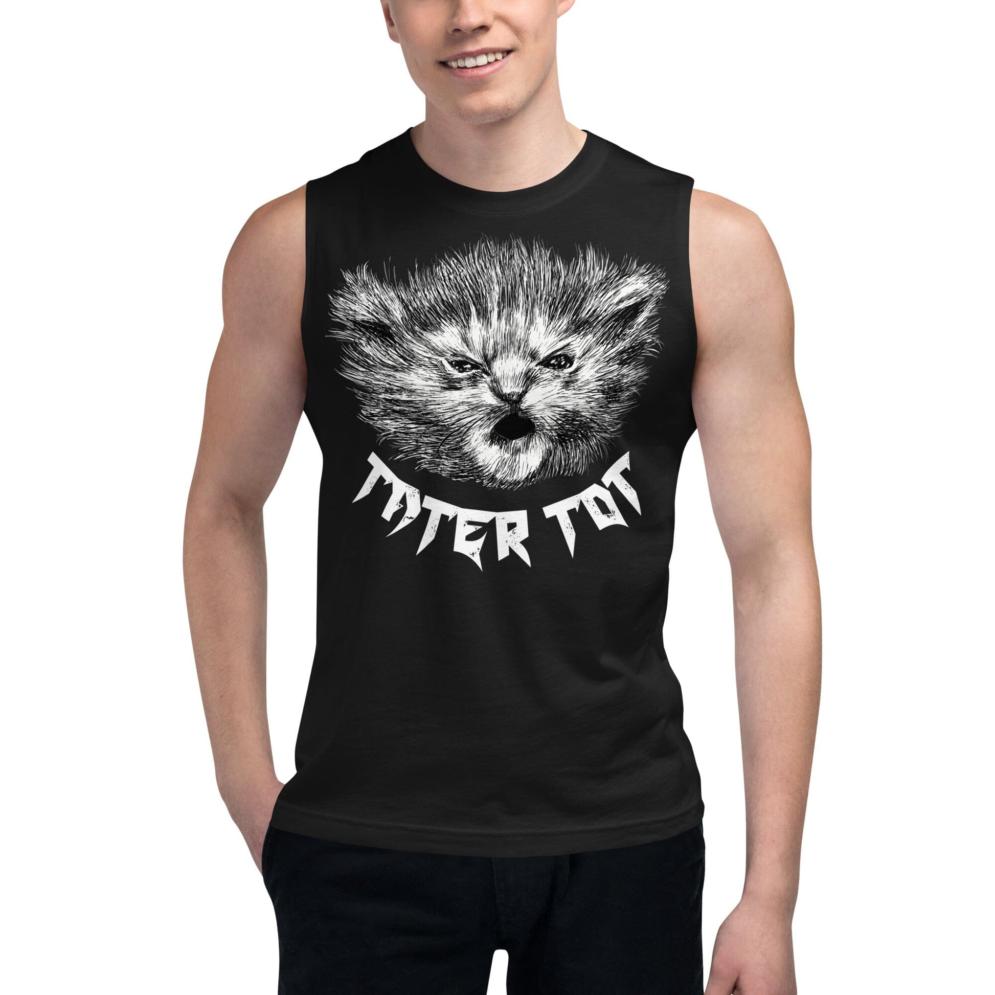 BLACK Metal Tater Tot Muscle Shirt [Unfoiled] (All net proceeds go to Kitty CrusAIDe) JoyousJoyfulJoyness S 
