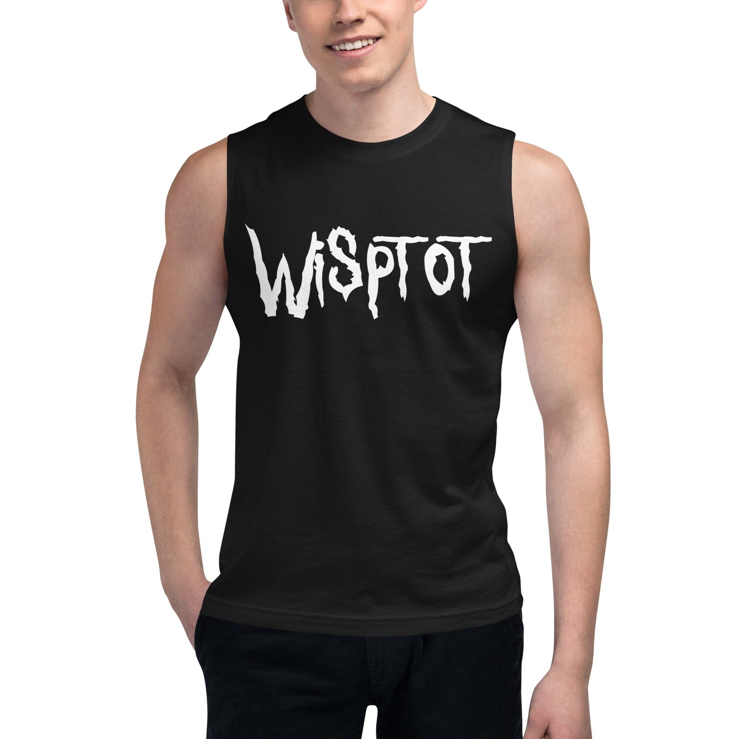 BLACK WispTot Muscle Shirt [Unfoiled] (All net proceeds go to equally to Kitty CrusAIDe and Rags to Riches Animal Rescue) JoyousJoyfulJoyness S 