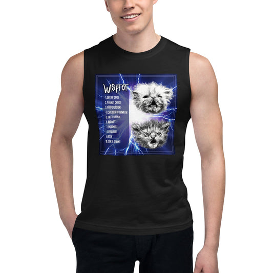 WispTot Album (BACK Only) Muscle Shirt [Unfoiled] (All net proceeds go to equally to Kitty CrusAIDe and Rags to Riches Animal Rescue) JoyousJoyfulJoyness Black S 