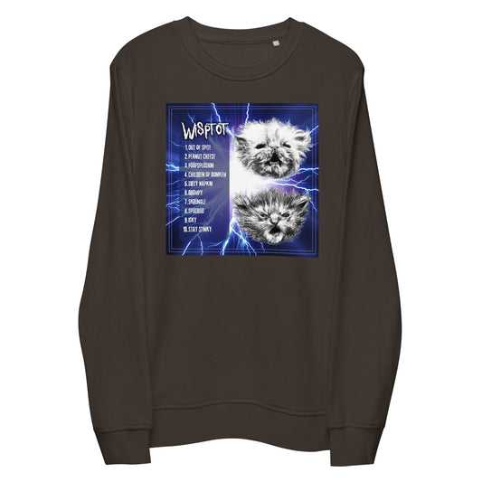 WispTot Album (BACK Only) Sweatshirt [Unfoiled] (All net proceeds go to equally to Kitty CrusAIDe and Rags to Riches Animal Rescue) JoyousJoyfulJoyness Deep Charcoal Grey S 