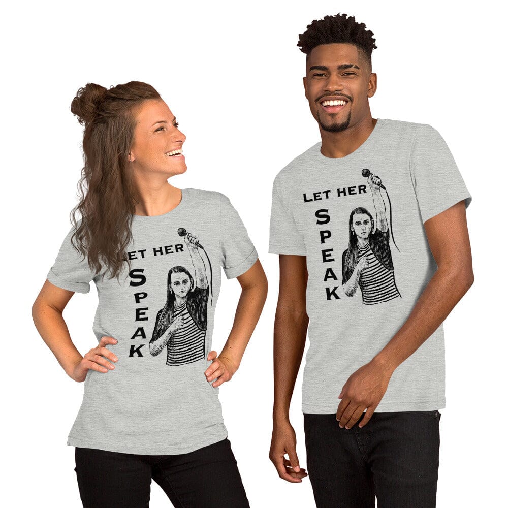 Let Her Speak T-Shirt | Zooey Zephyr | All net proceeds go to Vote Save America JoyousJoyfulJoyness Athletic Heather XS 