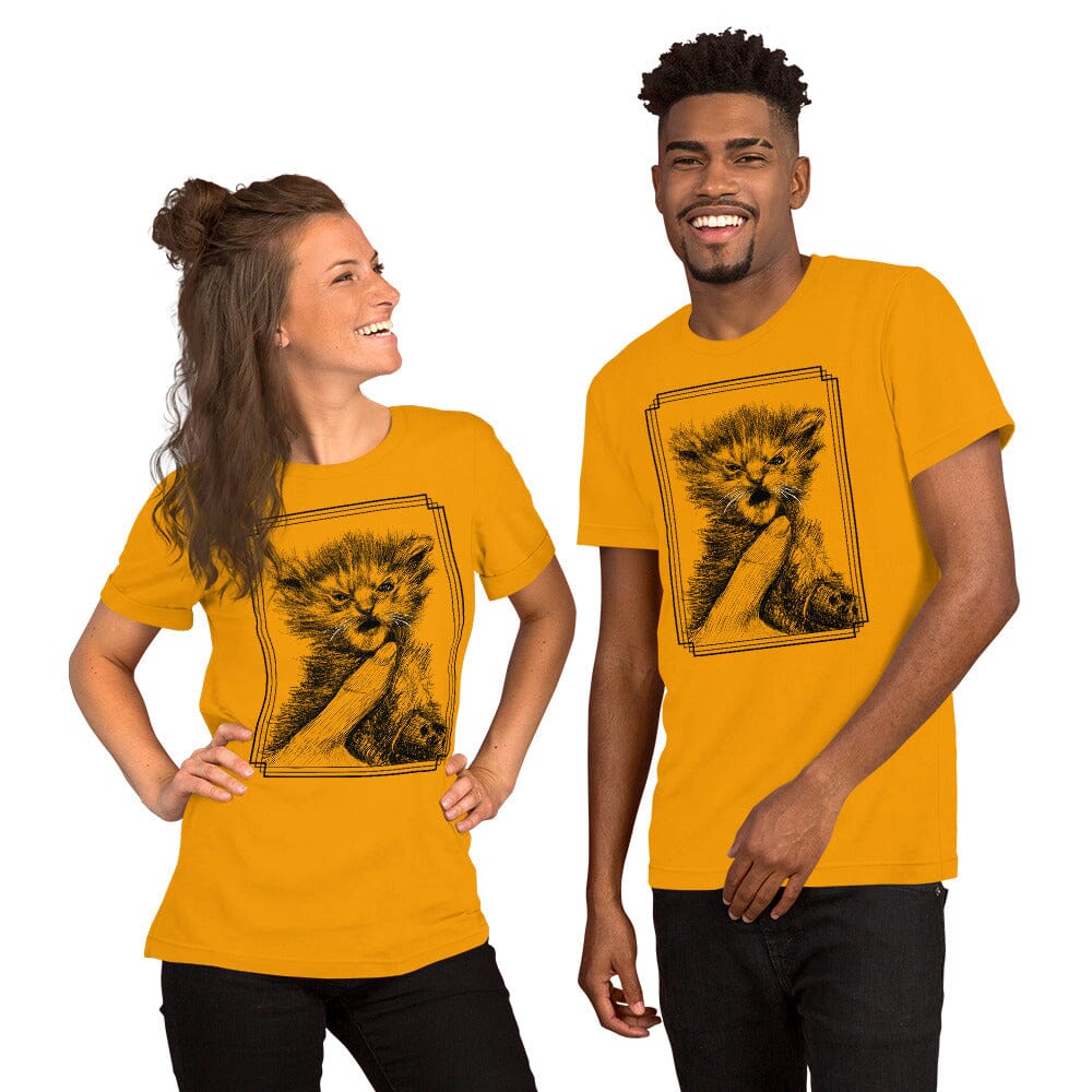 Angry Tater Tot (Full Body) T-Shirt [Unfoiled] (All net proceeds go to Kitty CrusAIDe) JoyousJoyfulJoyness Gold S 