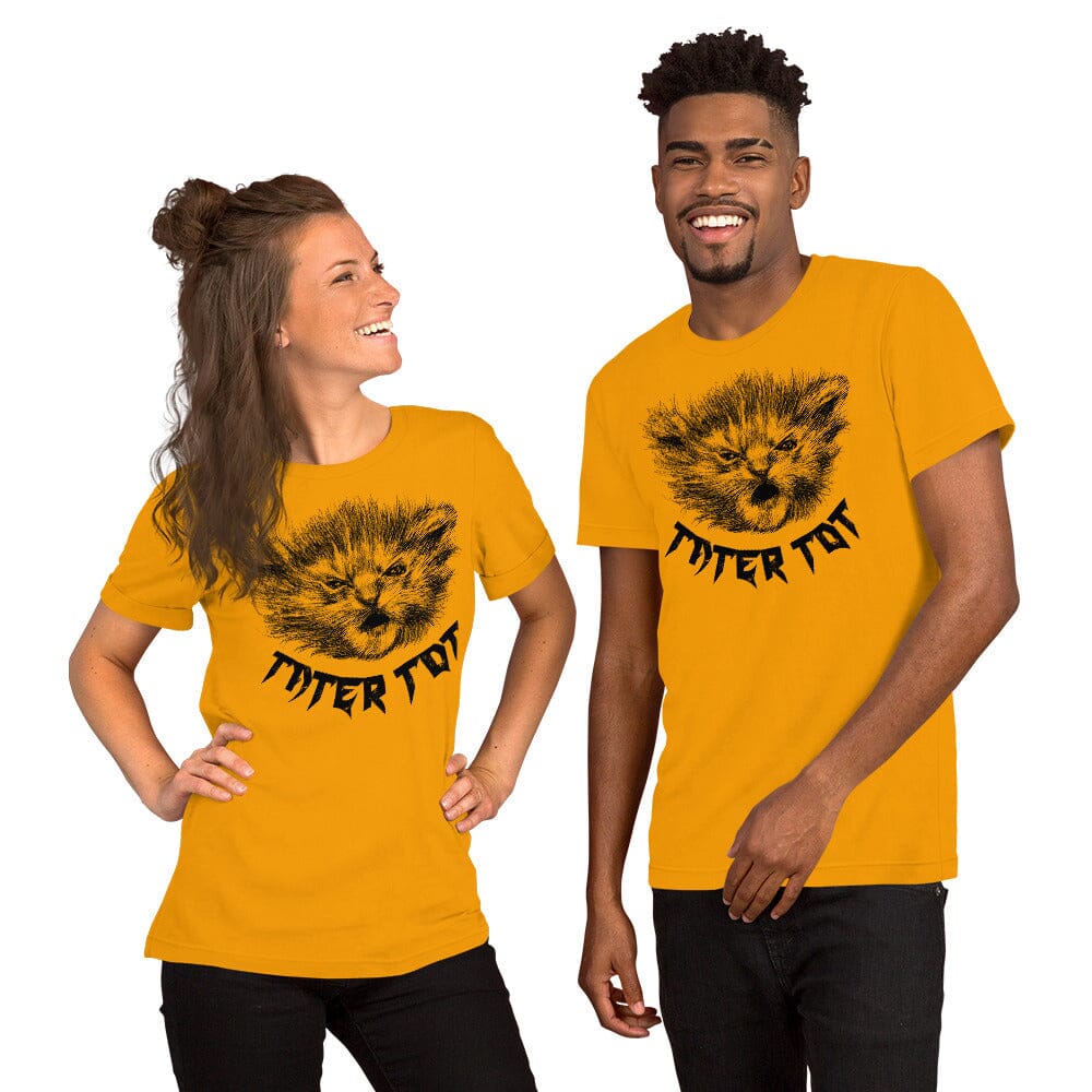 Metal Tater Tot T-Shirt [Unfoiled] (All net proceeds go to Kitty CrusAIDe) JoyousJoyfulJoyness Gold S 