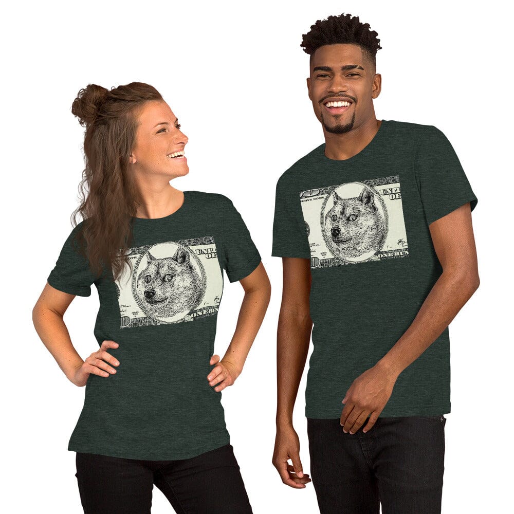 Doge Bucks T-Shirt JoyousJoyfulJoyness Heather Forest S 