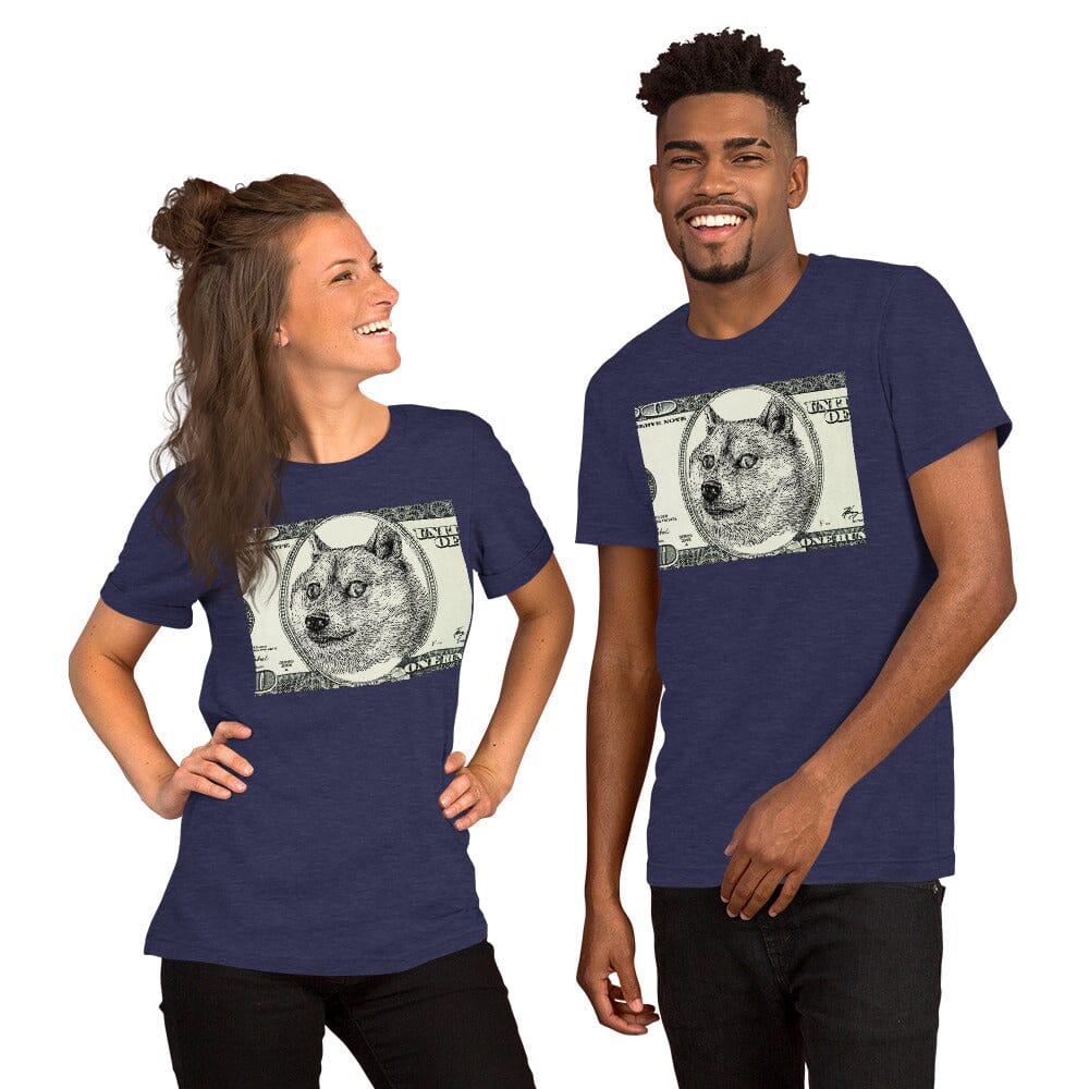 Doge Bucks T-Shirt JoyousJoyfulJoyness Heather Midnight Navy XS 