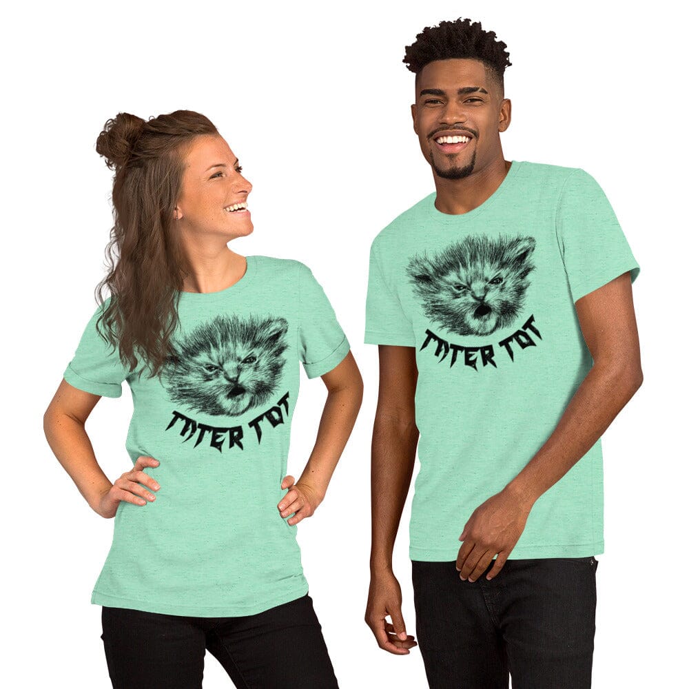 Metal Tater Tot T-Shirt (Extended Sizes) [Unfoiled] (All net proceeds go to Kitty CrusAIDe) JoyousJoyfulJoyness Heather Mint 3XL 