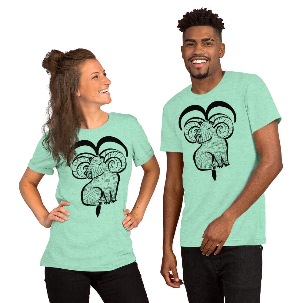 Capybara Zodiac - 01 - Aries Unisex T-Shirt JoyousJoyfulJoyness Heather Mint S 