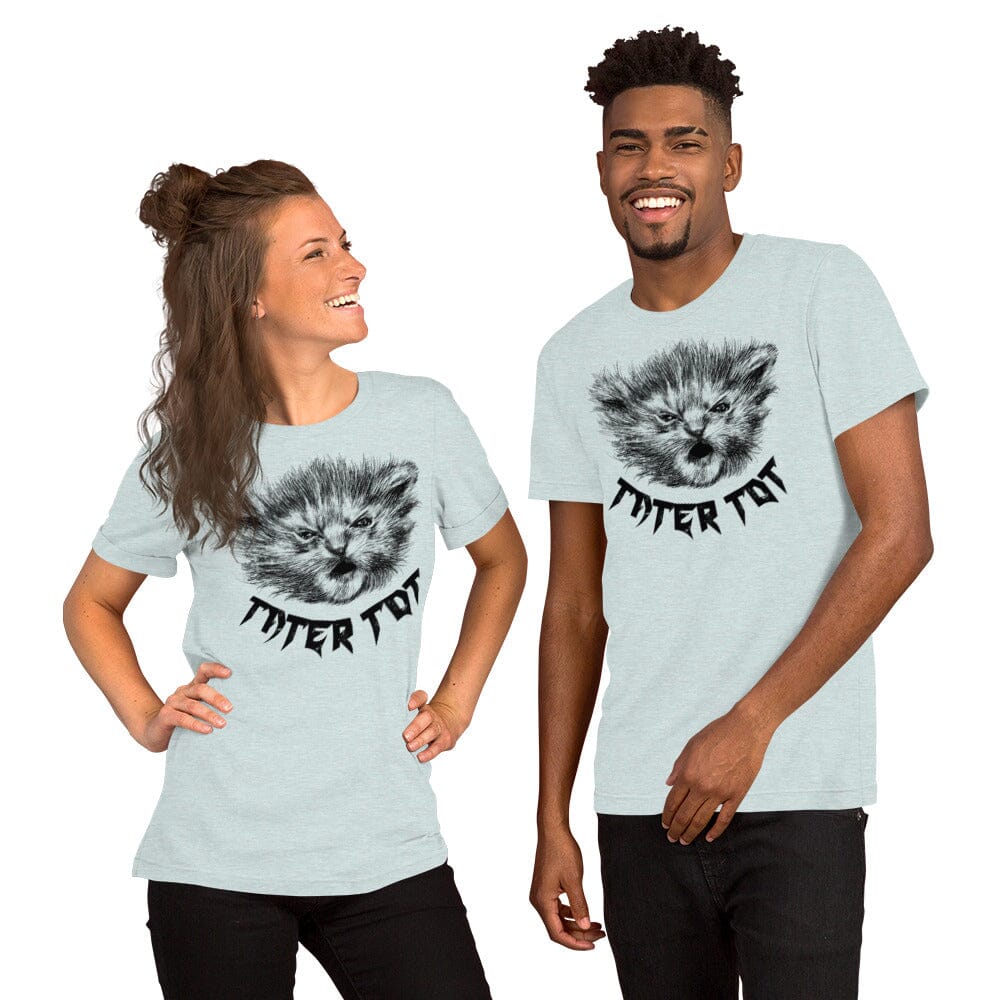Metal Tater Tot T-Shirt (Extended Sizes) [Unfoiled] (All net proceeds go to Kitty CrusAIDe) JoyousJoyfulJoyness Heather Prism Ice Blue 3XL 