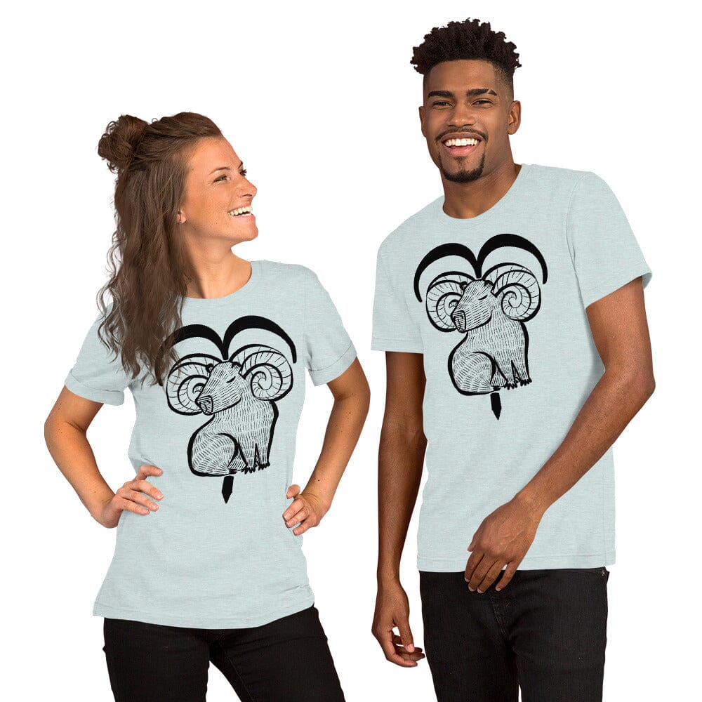 Capybara Zodiac - 01 - Aries Unisex T-Shirt JoyousJoyfulJoyness Heather Prism Ice Blue XS 