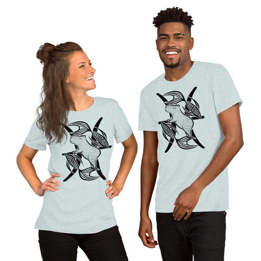 Capybara Zodiac - 12 - Pisces Unisex T-Shirt JoyousJoyfulJoyness Heather Prism Ice Blue XS 