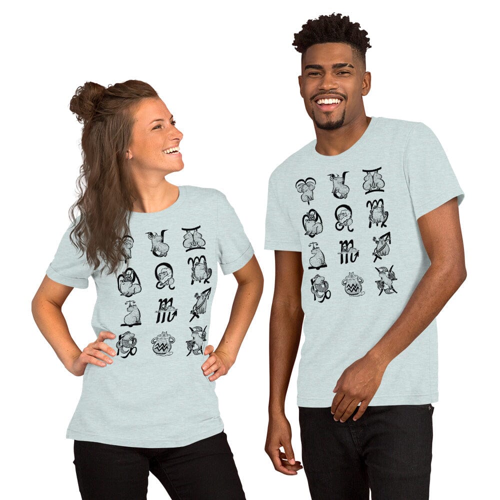 All Signs of the Capybara Zodiac Unisex T-Shirt (Without Title) JoyousJoyfulJoyness Heather Prism Ice Blue XS 