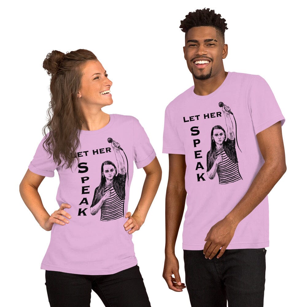Let Her Speak T-Shirt | Zooey Zephyr | All net proceeds go to Vote Save America JoyousJoyfulJoyness Lilac S 