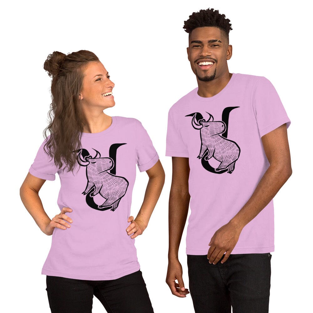 Capybara Zodiac - 02 - Taurus Unisex T-Shirt JoyousJoyfulJoyness Lilac S 