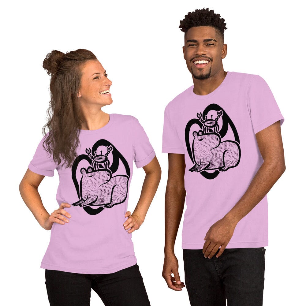 Capybara Zodiac - 04 - Cancer Unisex T-Shirt JoyousJoyfulJoyness Lilac S 