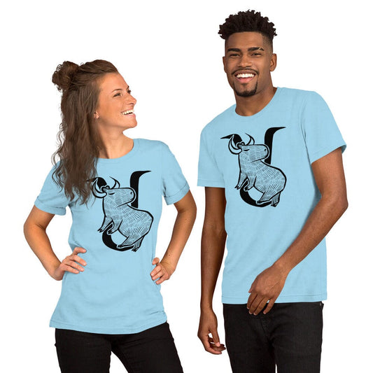 Capybara Zodiac - 02 - Taurus Unisex T-Shirt JoyousJoyfulJoyness Ocean Blue S 