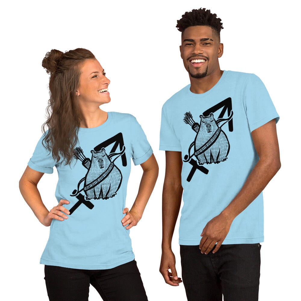 Capybara Zodiac - 09 - Sagittarius Unisex T-Shirt JoyousJoyfulJoyness Ocean Blue S 