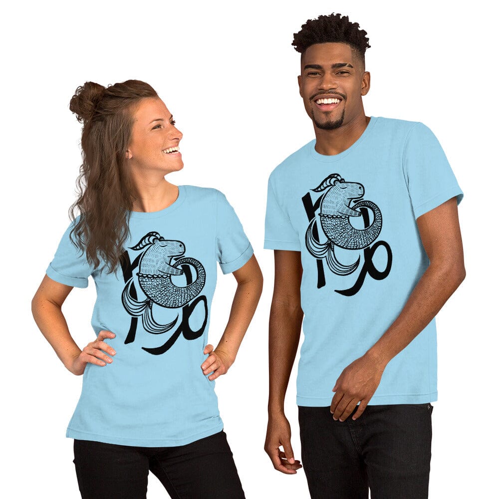 Capybara Zodiac - 10 - Capricorn Unisex T-Shirt JoyousJoyfulJoyness Ocean Blue S 