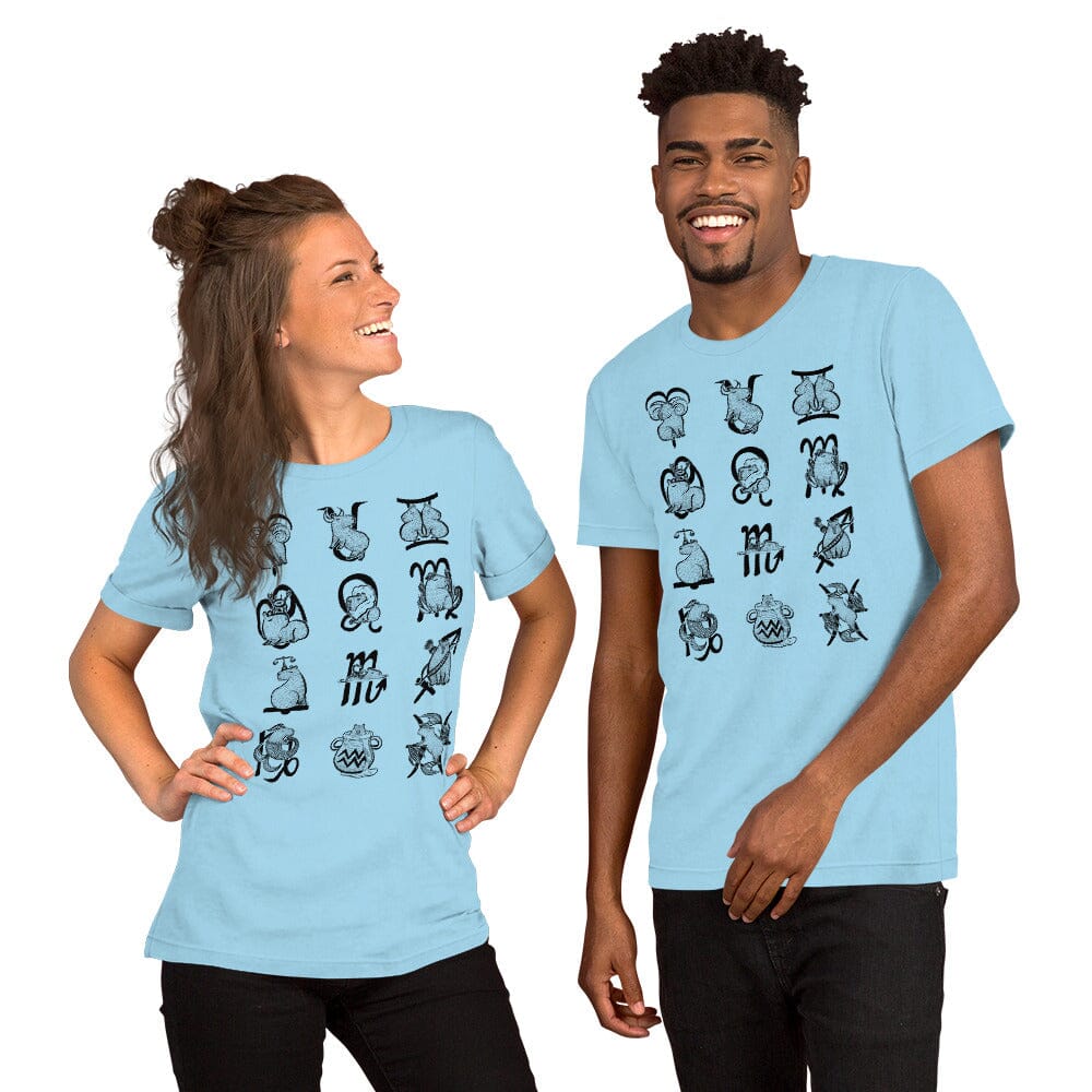 All Signs of the Capybara Zodiac Unisex T-Shirt (Without Title) JoyousJoyfulJoyness Ocean Blue S 