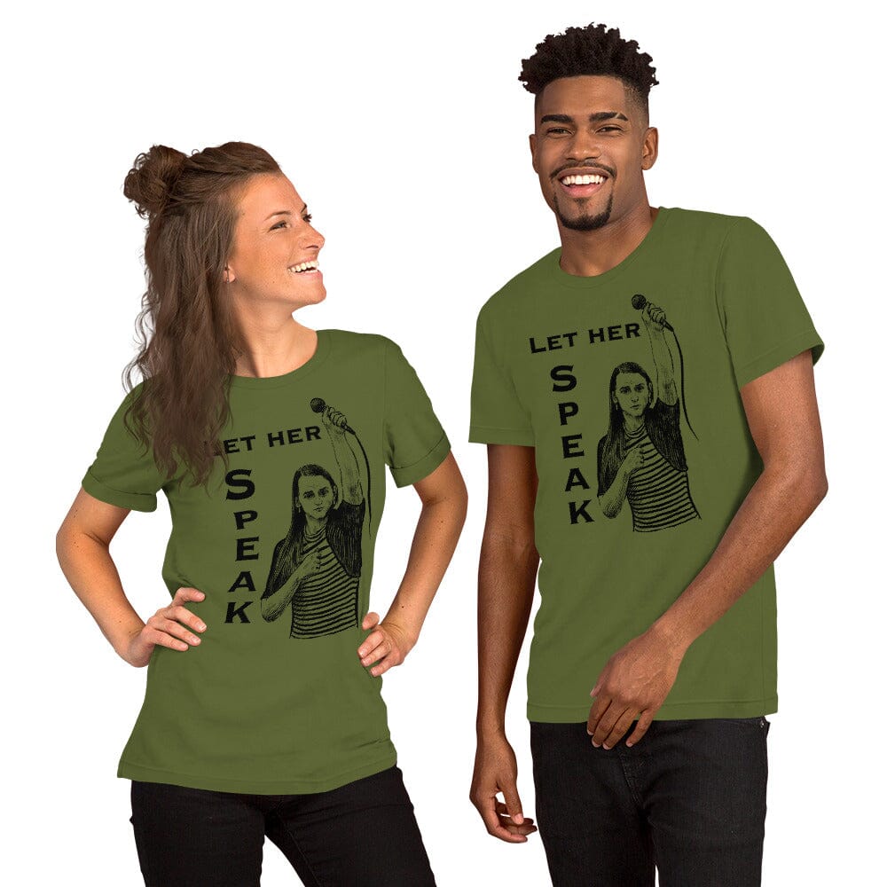 Let Her Speak T-Shirt | Zooey Zephyr | All net proceeds go to Vote Save America JoyousJoyfulJoyness Olive S 