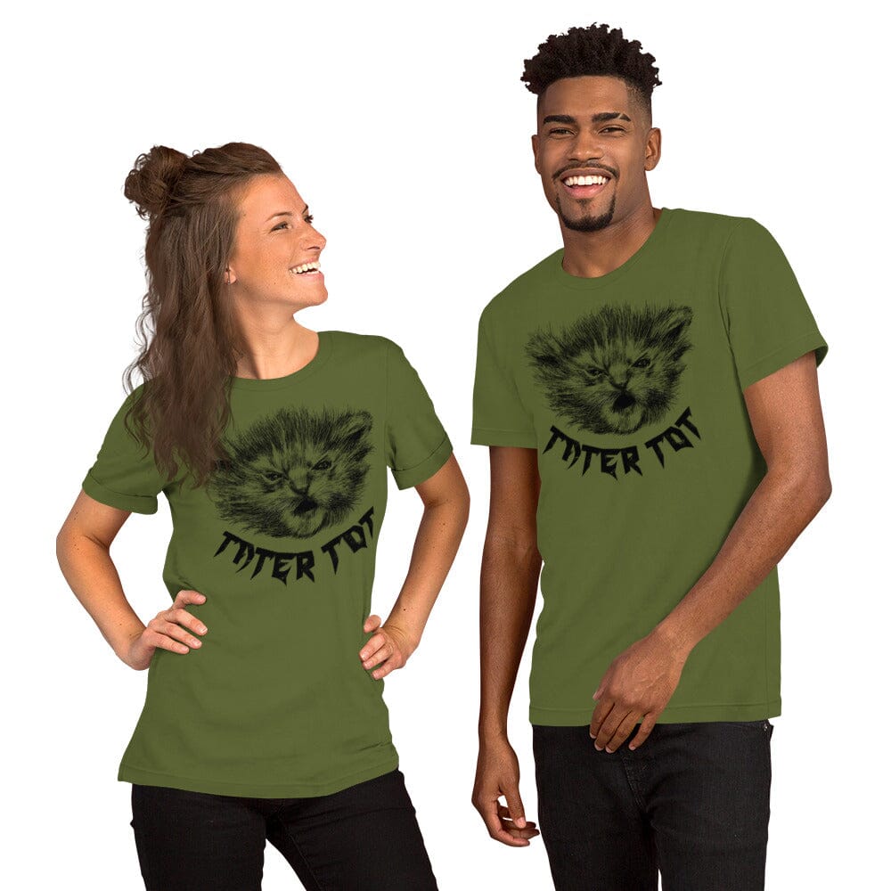 Metal Tater Tot T-Shirt (Extended Sizes) [Unfoiled] (All net proceeds go to Kitty CrusAIDe) JoyousJoyfulJoyness Olive 3XL 