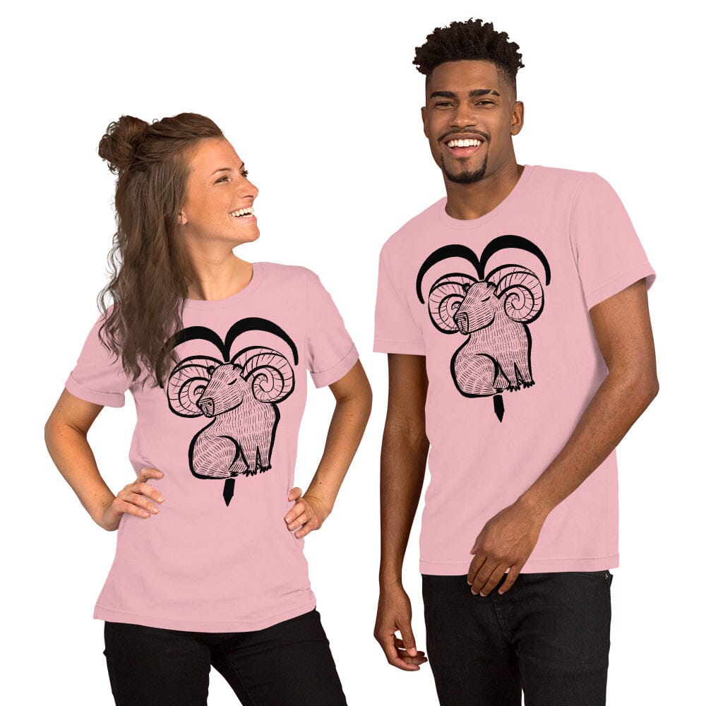 Capybara Zodiac - 01 - Aries Unisex T-Shirt JoyousJoyfulJoyness Pink S 