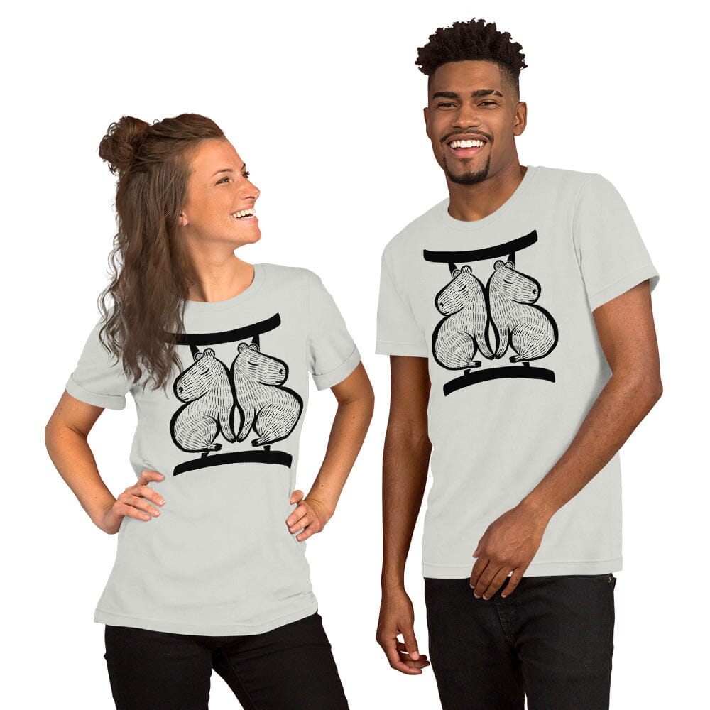 Capybara Zodiac - 03 - Gemini Unisex T-Shirt JoyousJoyfulJoyness Silver S 