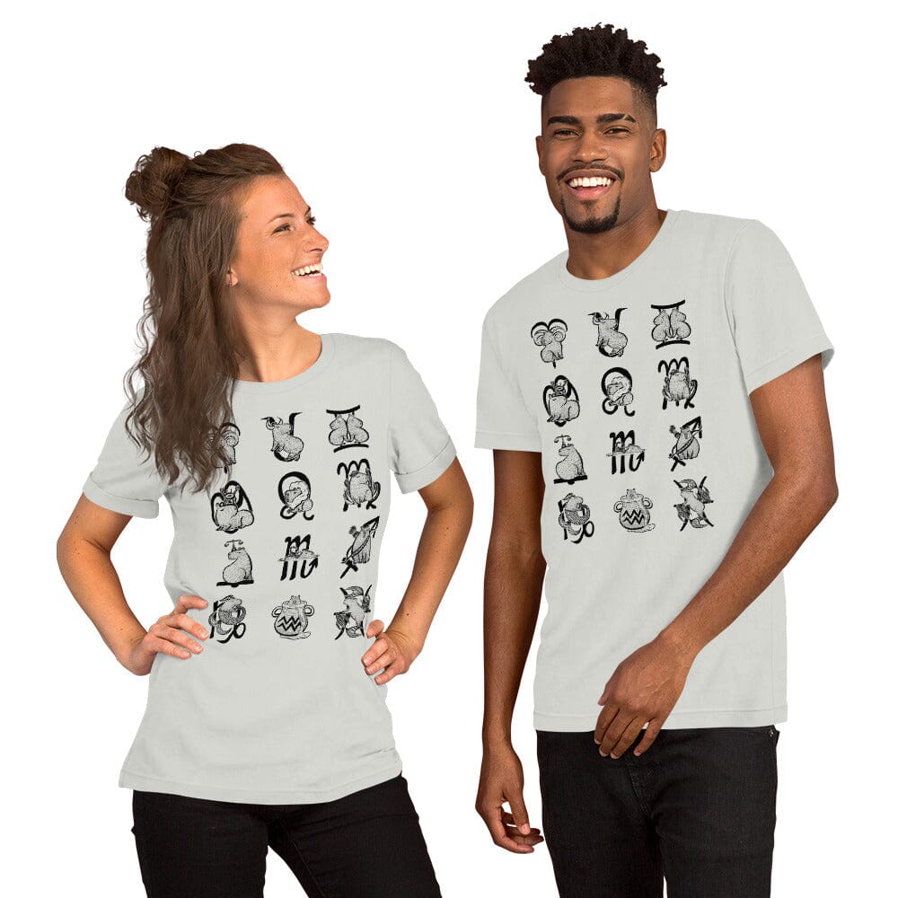 All Signs of the Capybara Zodiac Unisex T-Shirt (Without Title) JoyousJoyfulJoyness Silver S 