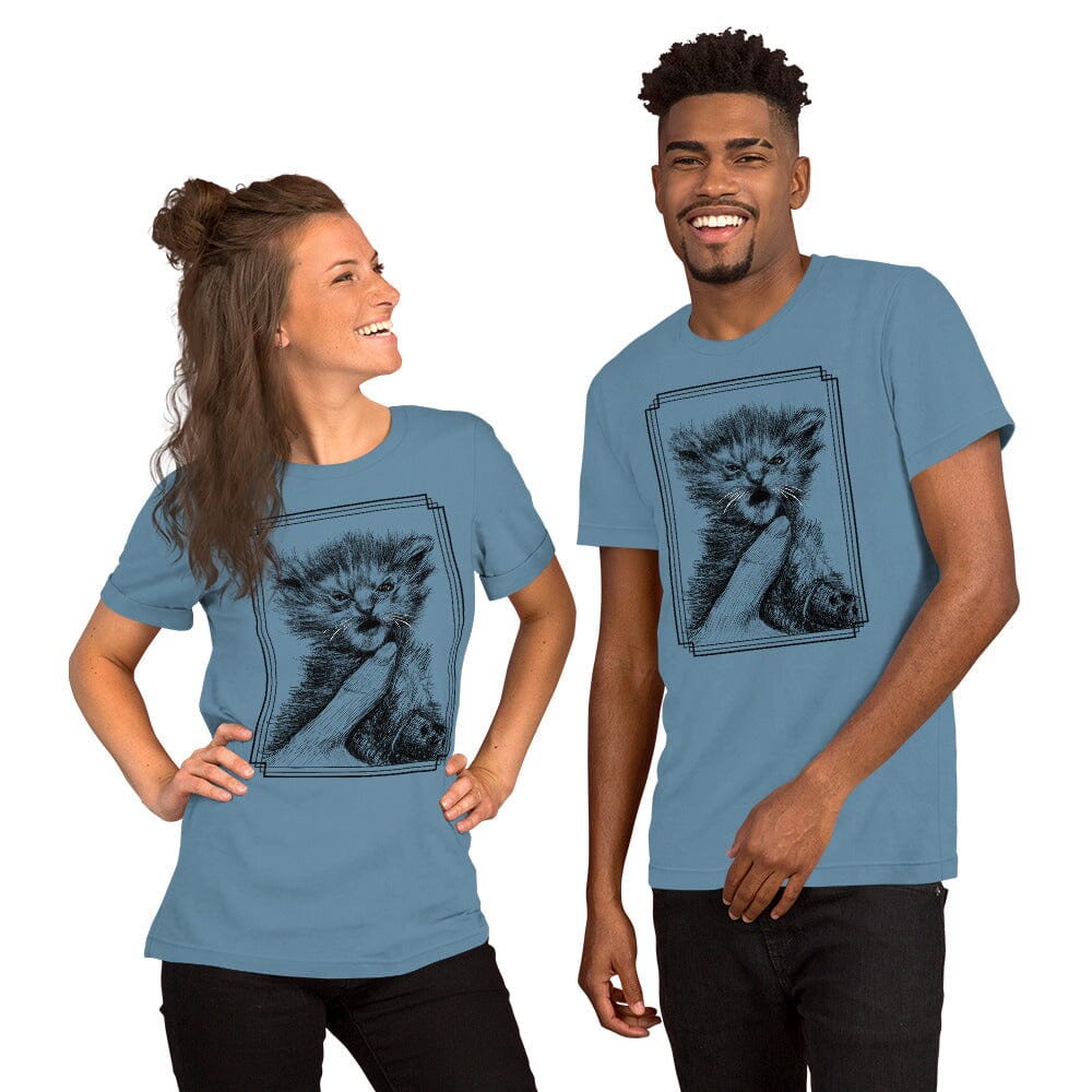 Angry Tater Tot (Full Body) T-Shirt [Unfoiled] (All net proceeds go to Kitty CrusAIDe) JoyousJoyfulJoyness Steel Blue S 