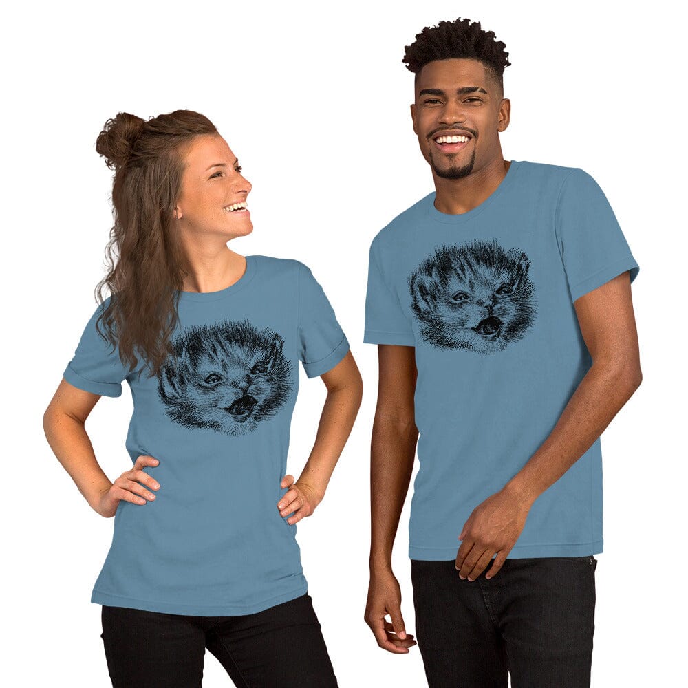 Happy Tater Tot T-Shirt [Unfoiled] (All net proceeds go to Kitty CrusAIDe) JoyousJoyfulJoyness Steel Blue S 