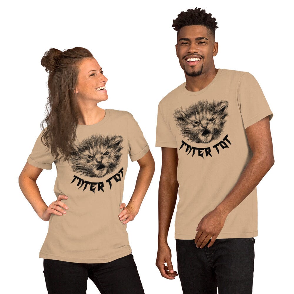 Metal Tater Tot T-Shirt (Extended Sizes) [Unfoiled] (All net proceeds go to Kitty CrusAIDe) JoyousJoyfulJoyness Tan 3XL 