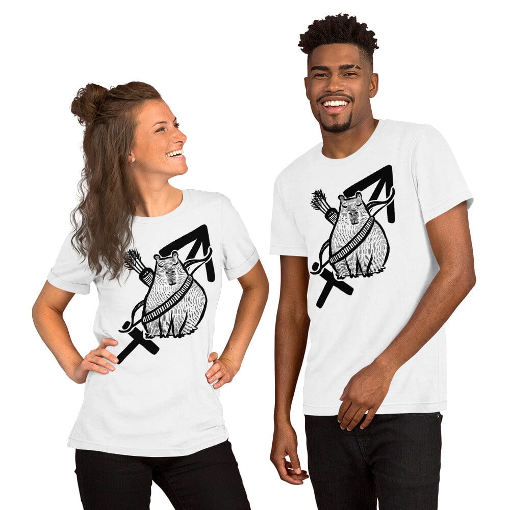 Capybara Zodiac - 09 - Sagittarius Unisex T-Shirt JoyousJoyfulJoyness White XS 