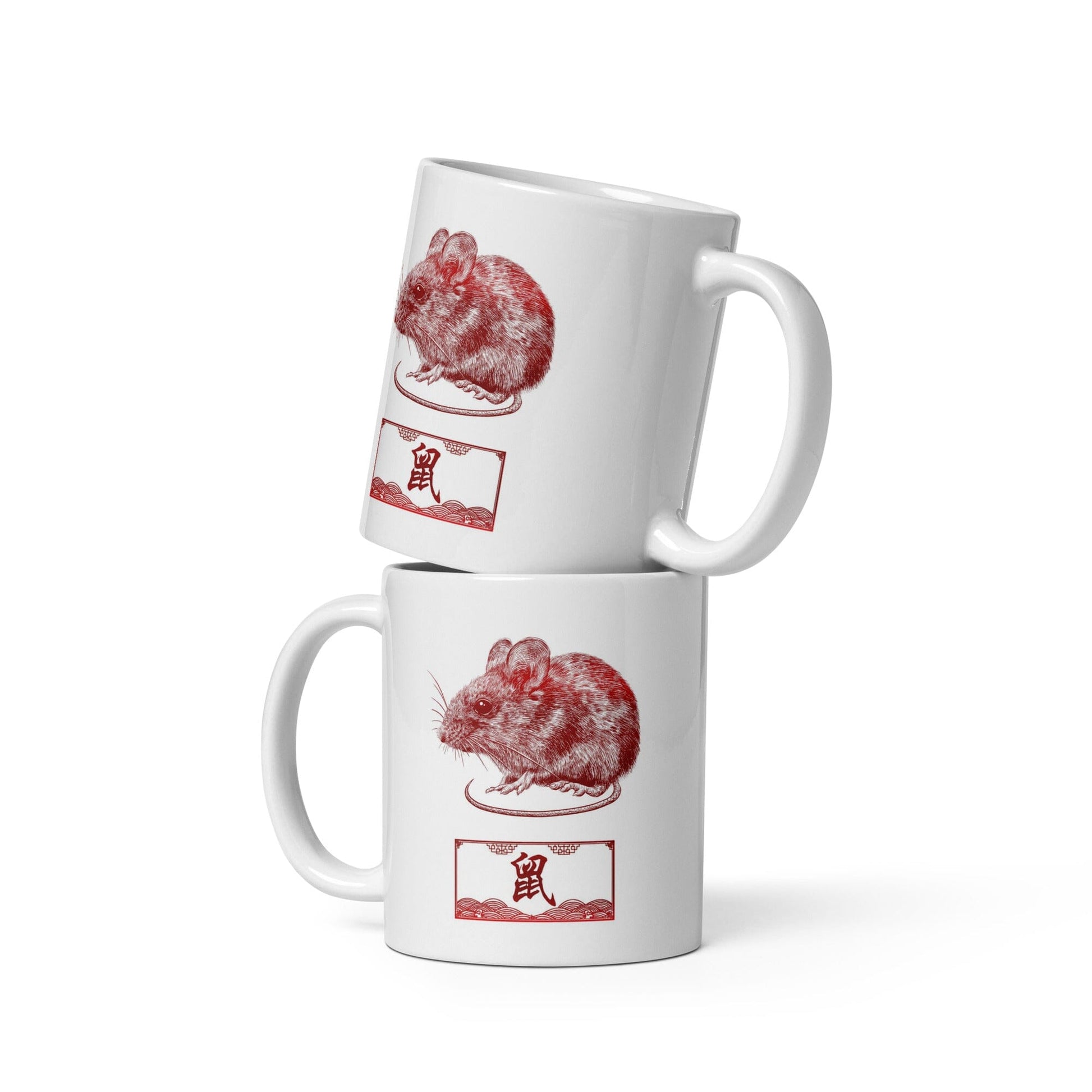 Chinese Zodiac Glossy Ceramic Mug - 01 - Rat JoyousJoyfulJoyness 11 oz 