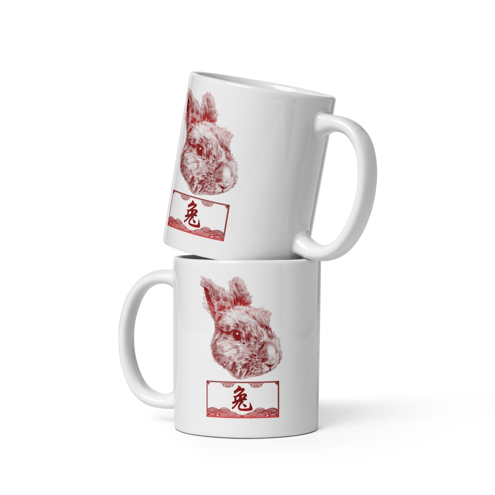 Chinese Zodiac Glossy Ceramic Mug - 04 - Rabbit JoyousJoyfulJoyness 11 oz 