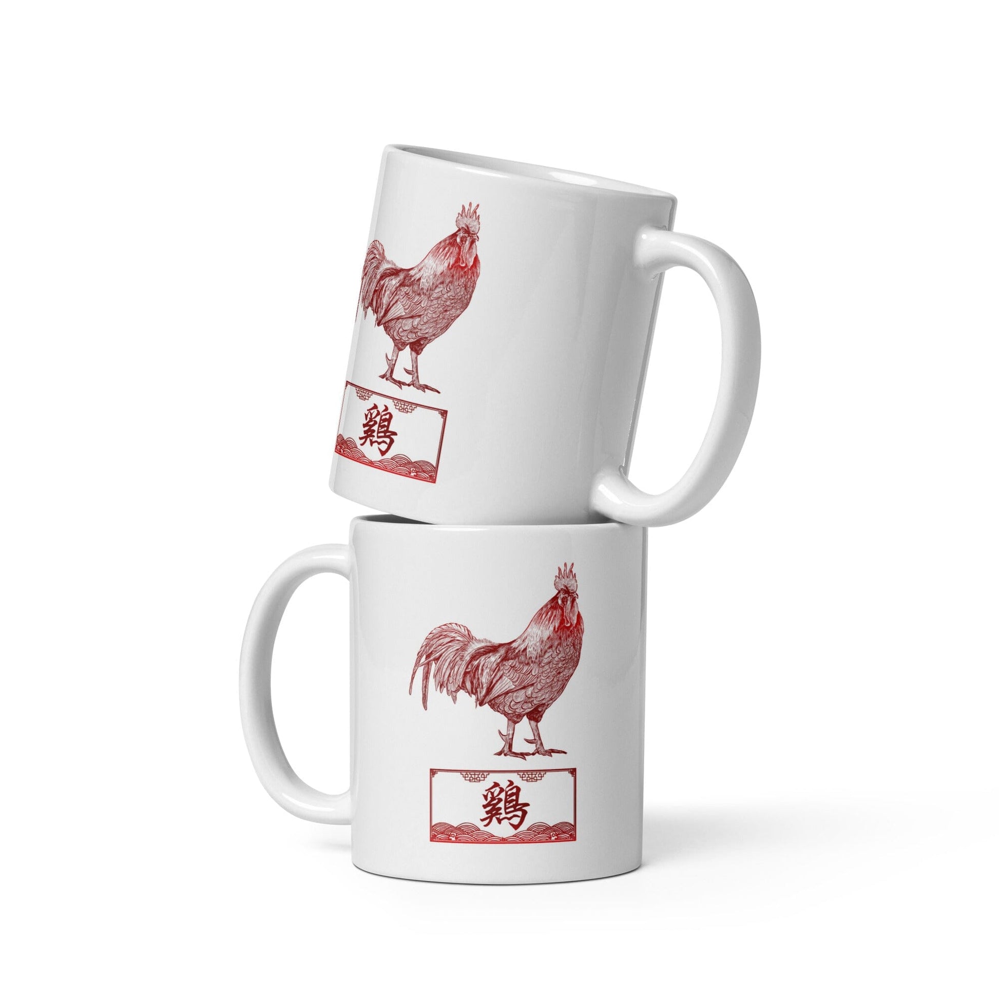 Chinese Zodiac Glossy Ceramic Mug - 10 - Rooster JoyousJoyfulJoyness 11 oz 