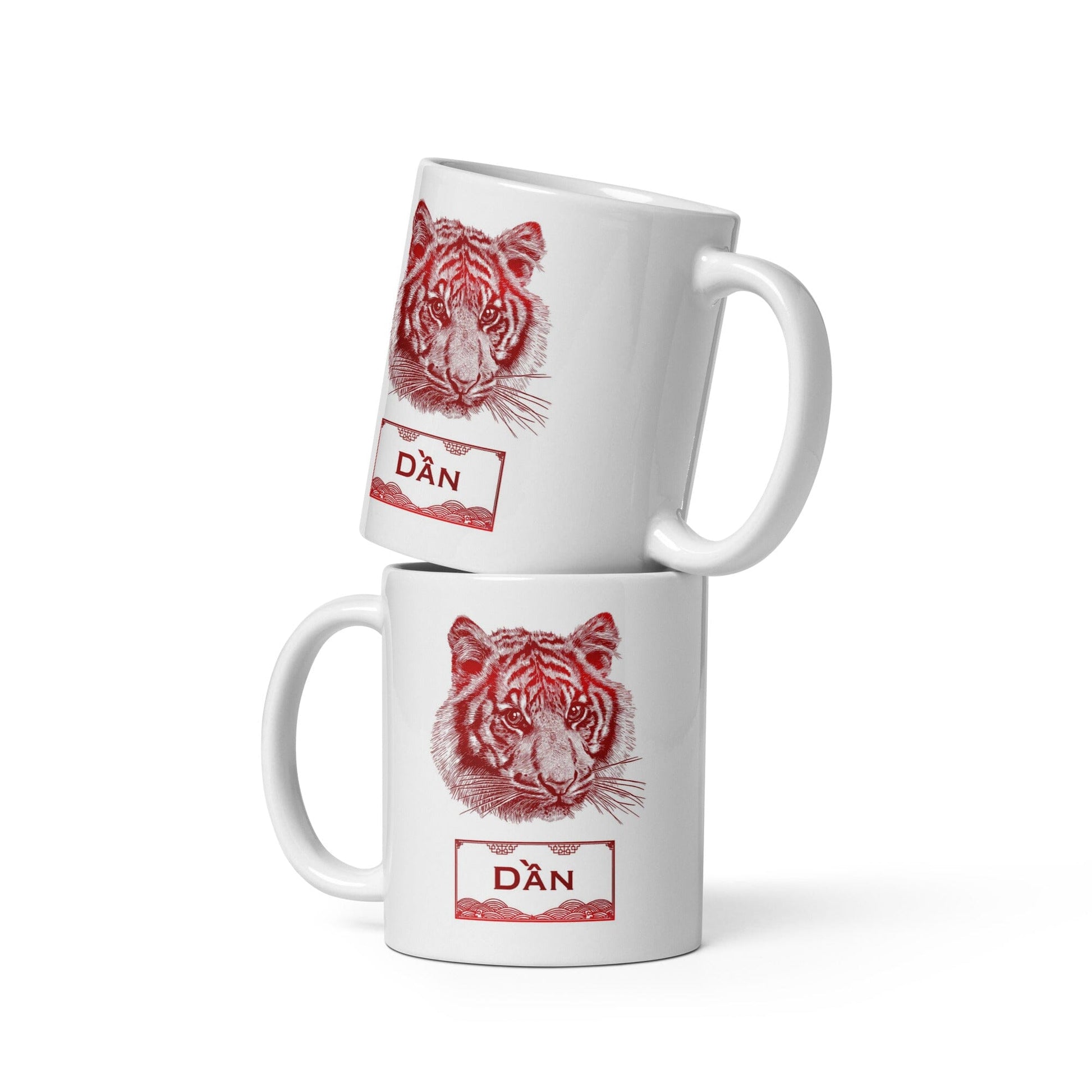 Vietnamese Zodiac Glossy Ceramic Mug - 03 - Tiger JoyousJoyfulJoyness 11 oz 