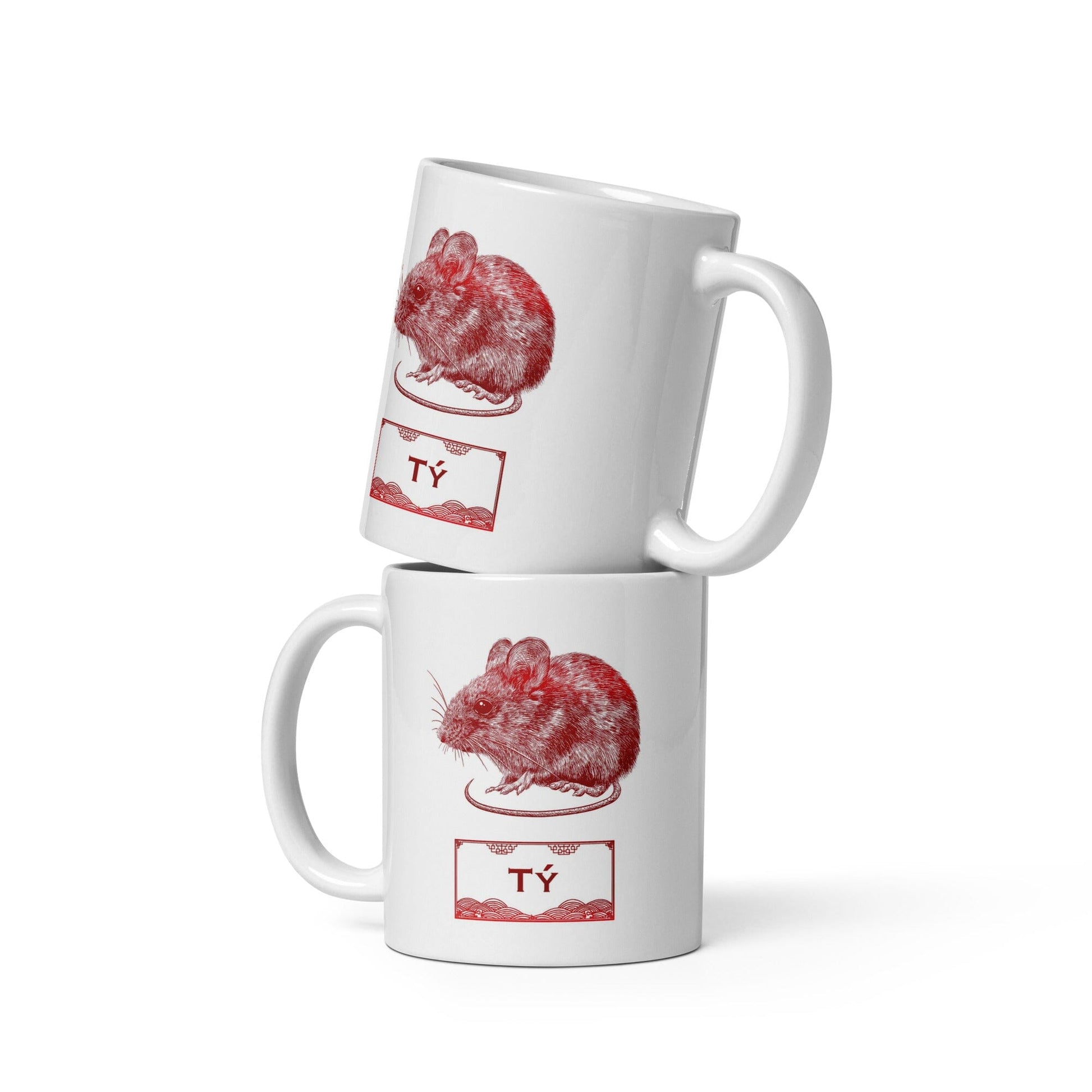 Vietnamese Zodiac Glossy Ceramic Mug - 01 - Rat JoyousJoyfulJoyness 11 oz 