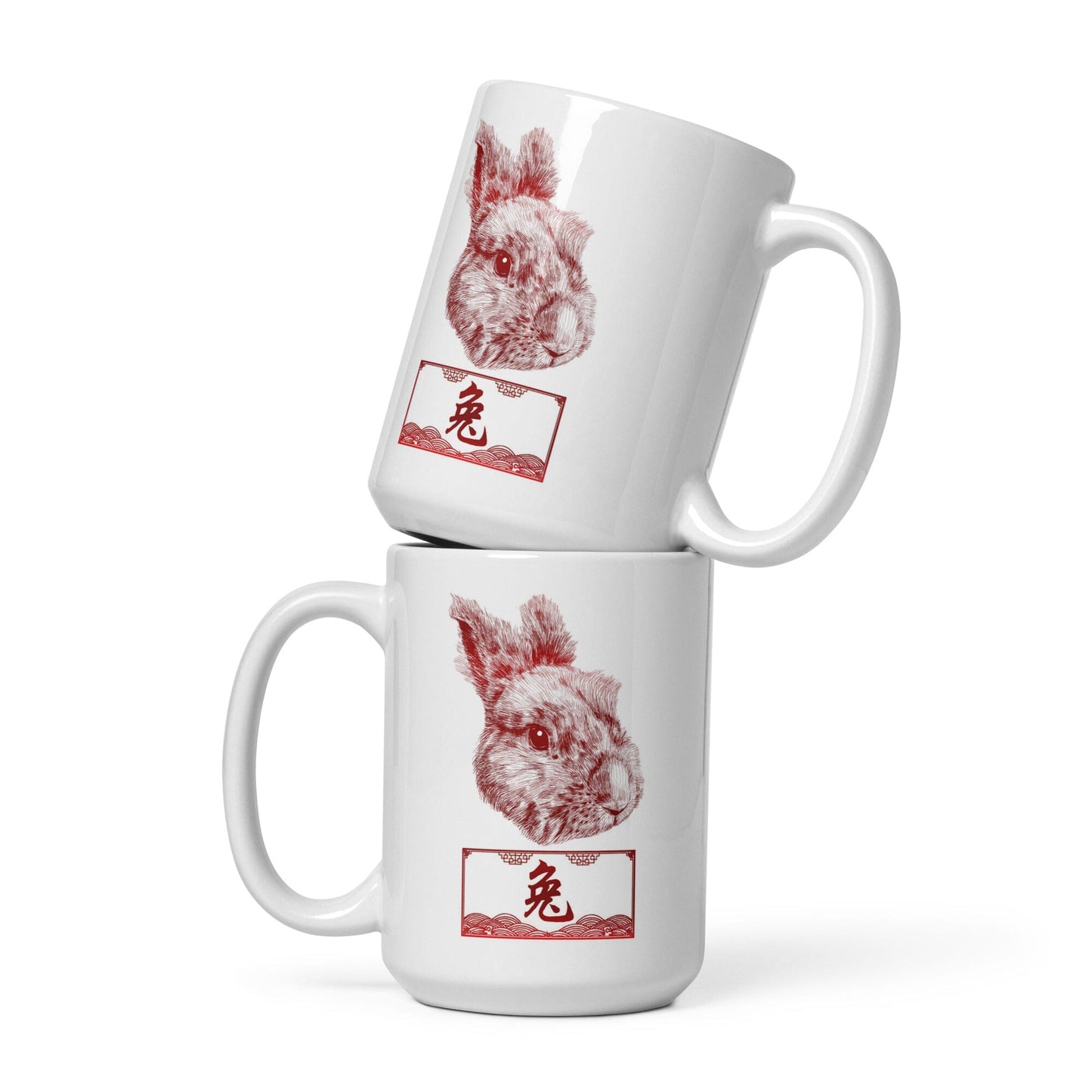 Chinese Zodiac Glossy Ceramic Mug - 04 - Rabbit JoyousJoyfulJoyness 15 oz 