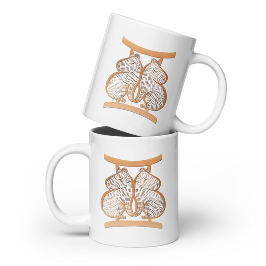 Capybara Zodiac - 03 - Gemini Ceramic Mug JoyousJoyfulJoyness 20 oz 