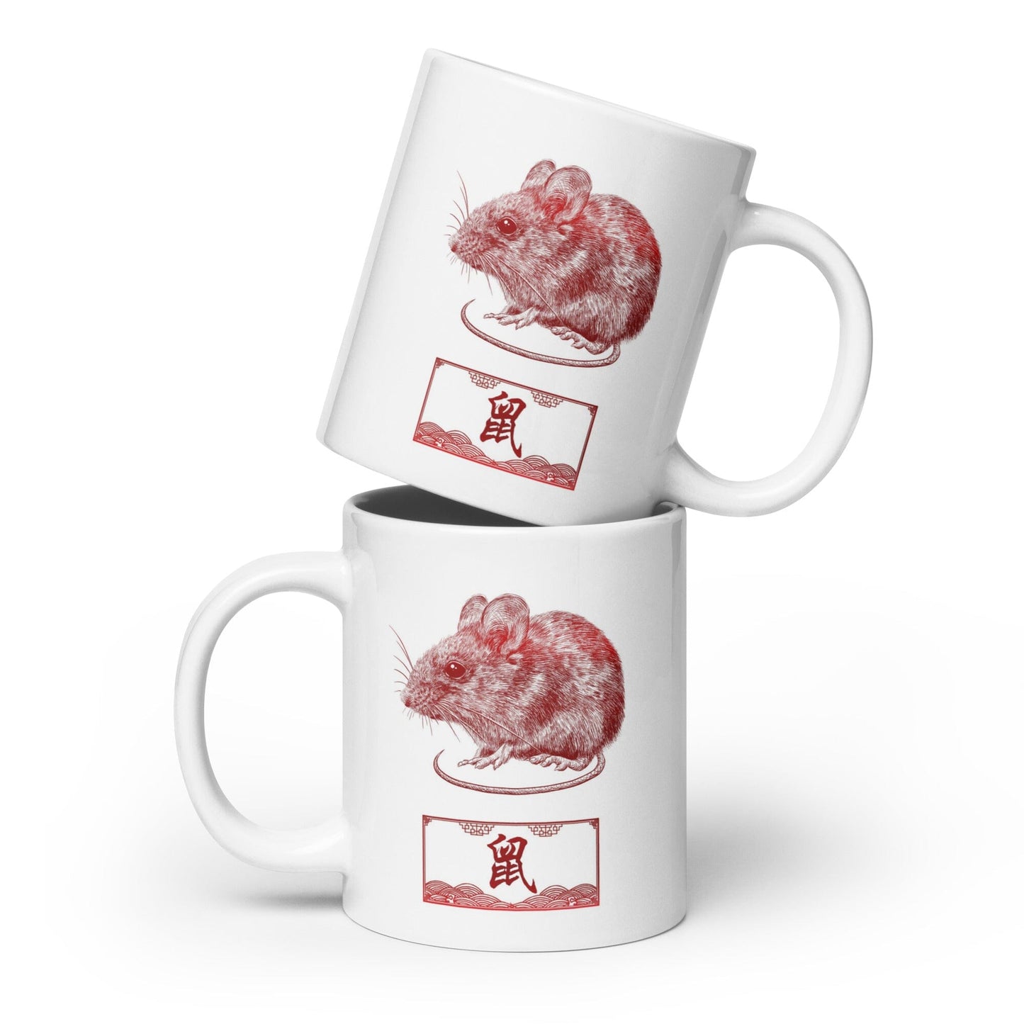 Chinese Zodiac Glossy Ceramic Mug - 01 - Rat JoyousJoyfulJoyness 20 oz 