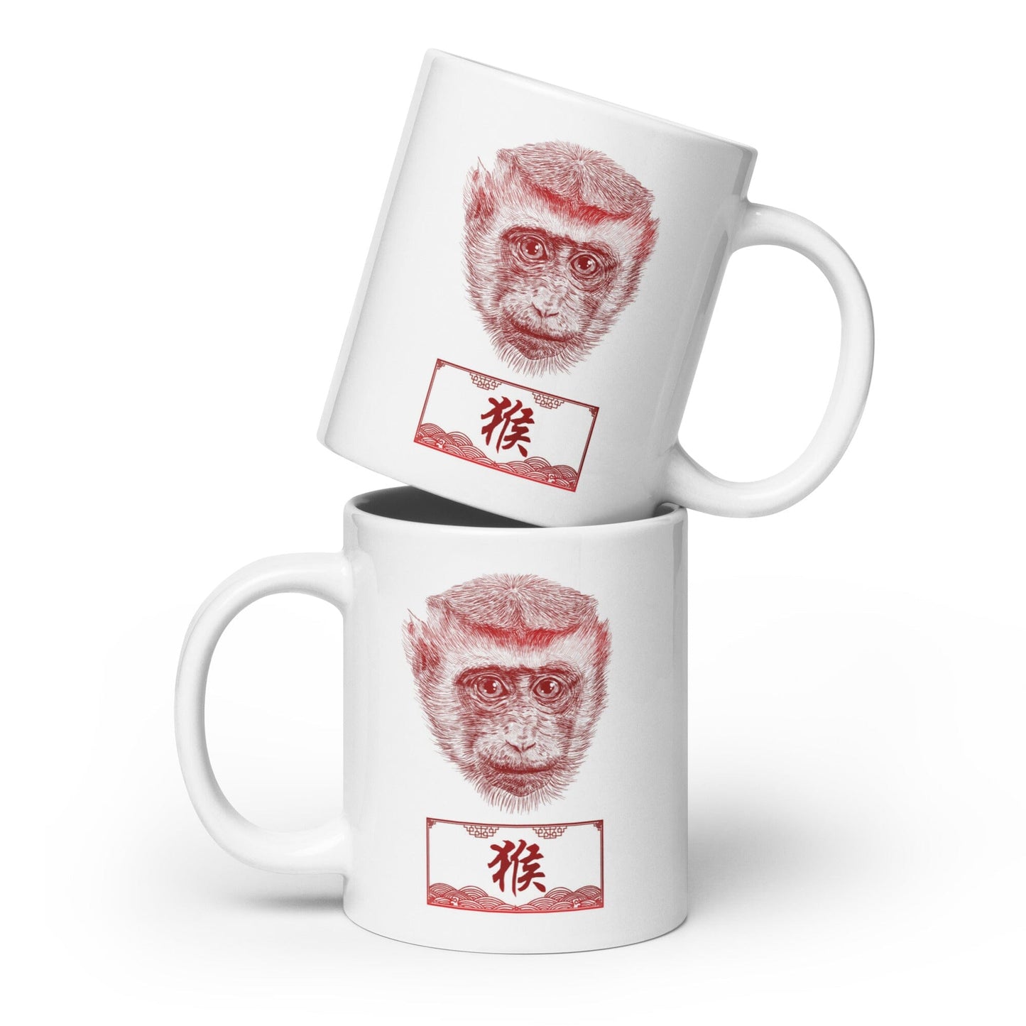 Chinese Zodiac Glossy Ceramic Mug - 09 - Monkey JoyousJoyfulJoyness 20 oz 