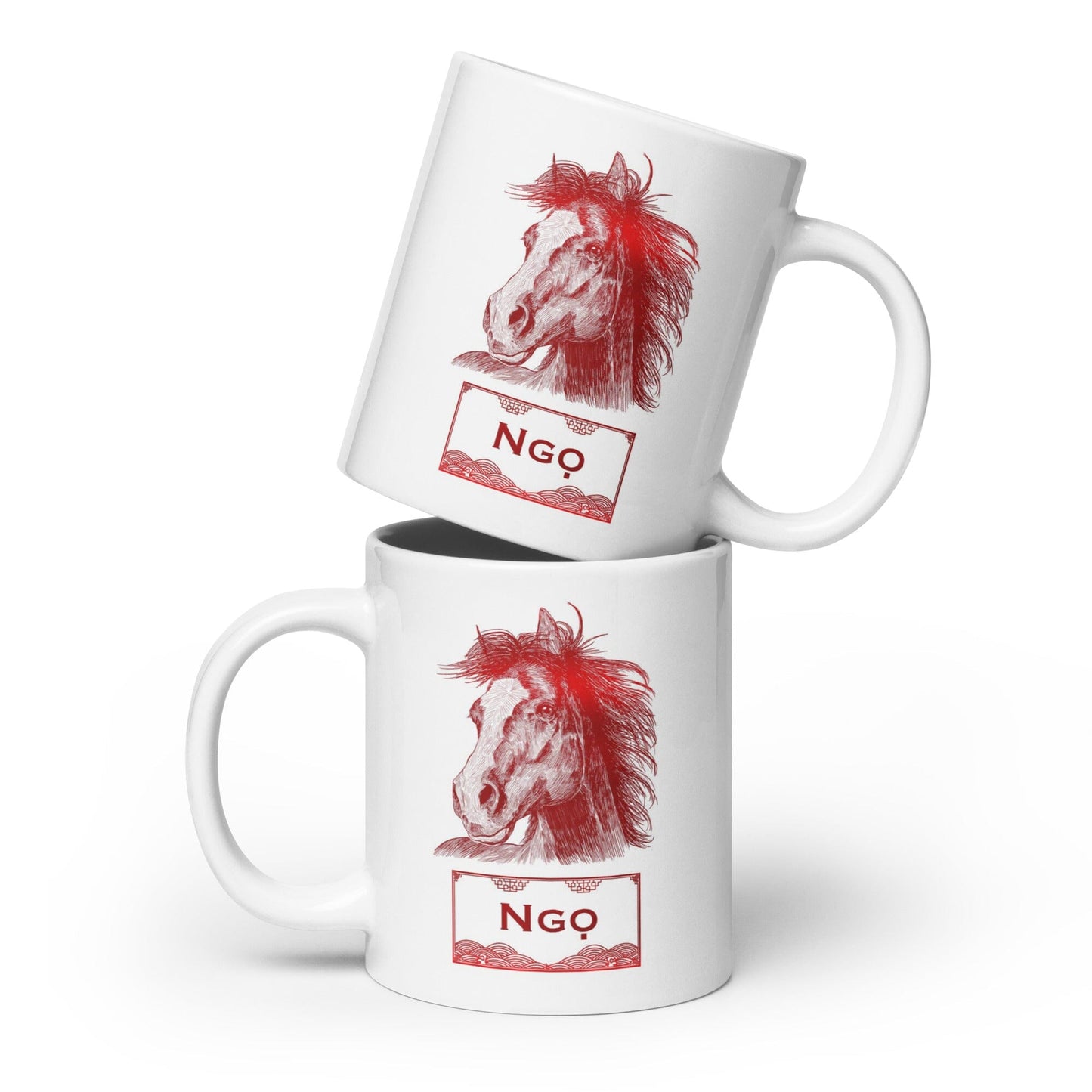 Vietnamese Zodiac Glossy Ceramic Mug - 07 - Horse JoyousJoyfulJoyness 20 oz 
