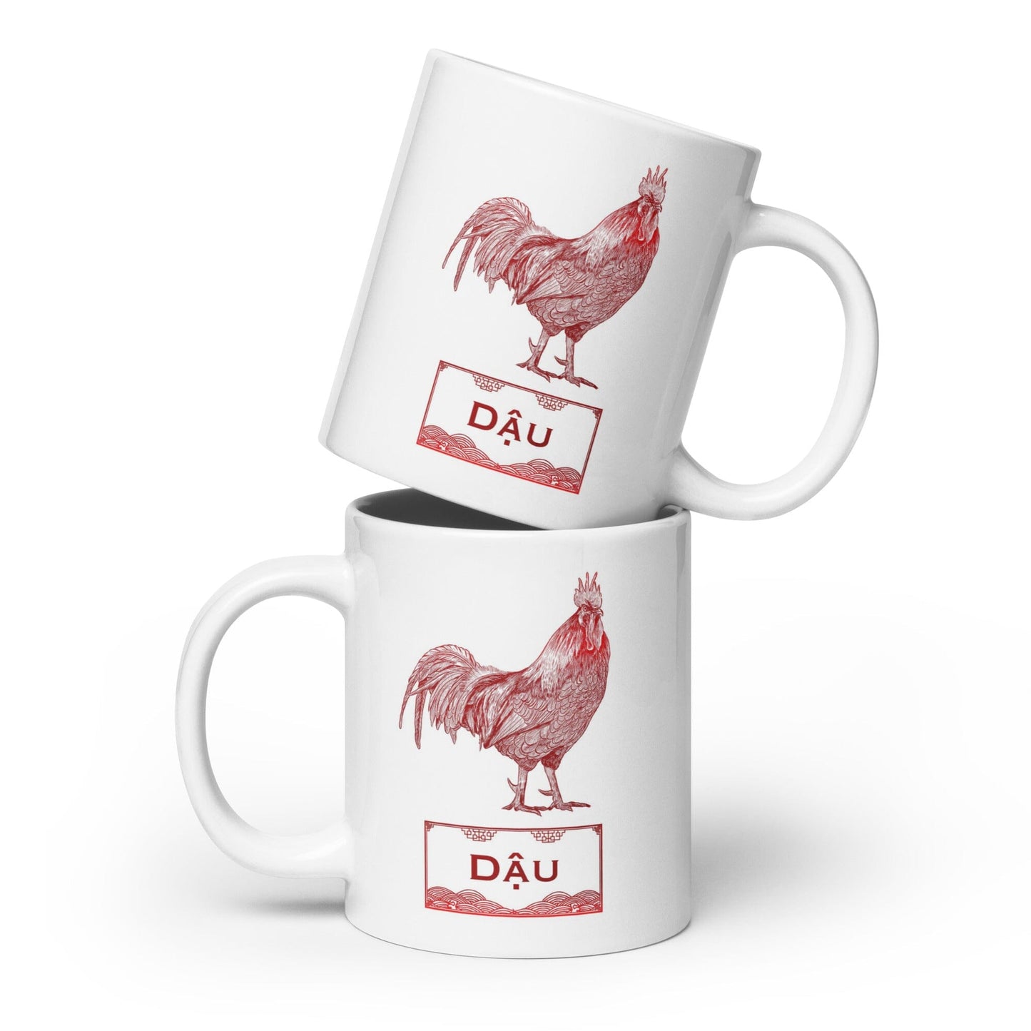 Vietnamese Zodiac Glossy Ceramic Mug - 10 - Rooster JoyousJoyfulJoyness 20 oz 