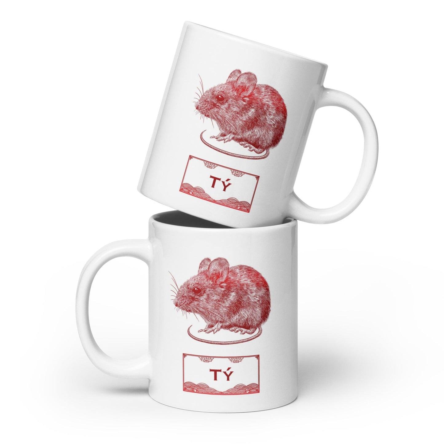 Vietnamese Zodiac Glossy Ceramic Mug - 01 - Rat JoyousJoyfulJoyness 20 oz 