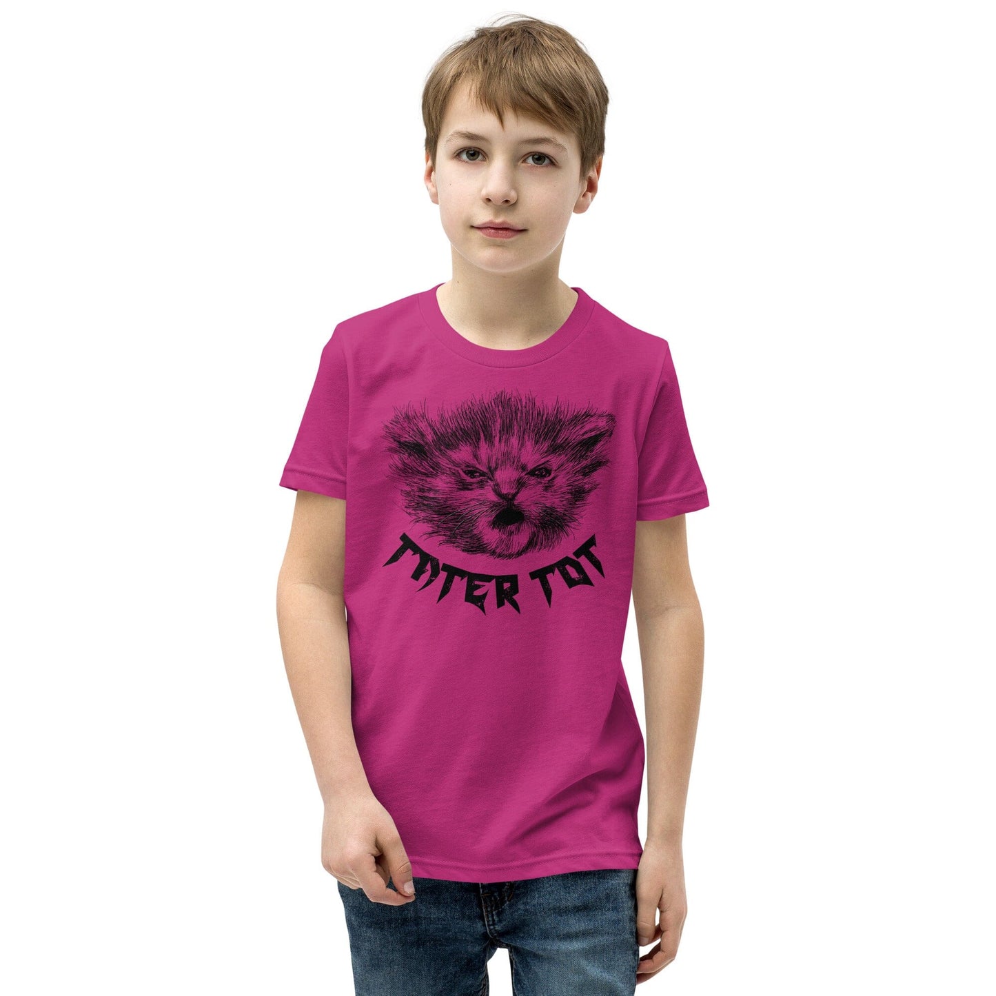 Metal Tater Tot YOUTH T-Shirt [Unfoiled] (All net proceeds go to Kitty CrusAIDe) JoyousJoyfulJoyness Berry S 